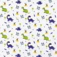 Ткани для сорочек и пижам - Ситец 67-ТКЧ динозаврики фиолетовый