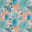 Ткани для декоративных подушек - Декоративная ткань Лонета Паола цветы/ paola  синий