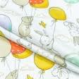 Ткани для детской одежды - Фланель белоземельная детская кролики на шарах