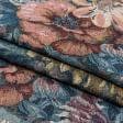 Ткани для декоративных подушек - Гобелен  георгины фон синий