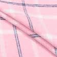 Тканини фланель - Сорочкова  фланель щільна WOOD у клітинку рожево-блакитна