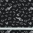 Ткани хлопок смесовой - Декоративная ткань лонета Ноты фон черный