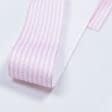 Ткани для декора - Репсовая лента Тера полоса мелкая белая, розовая 33 мм