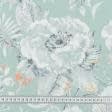 Ткани портьерные ткани - Декоративная ткань панама Омбра/OMBRA цветы фон бирюза