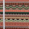 Тканини портьєрні тканини - Гобелен Орнамент -114  колір зелений, червоний, чорний, св.жовтий