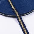 Тканини фурнітура для декора - Декоративна кіперна стрічка ялинка синьо-жовта 15 мм
