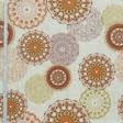 Тканини бавовняні сумішеві - Декоративна тканина лонета Мандала помаранчевий, бордовий