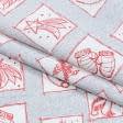 Ткани для скрапбукинга - Новогодняя ткань лонета Сувенир фон серый