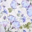 Ткани для платьев - Лен костюмный принт колокольчики сине-фиолетовый