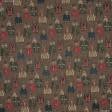 Ткани портьерные ткани - Жаккард Энималс зверушки цветные фон коричневый