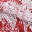 Тканини для декору - Декоративна тканина лонета Парк листя фон червоний