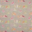 Ткани для штор - Жаккард Бирд-2 Птички т.бежевый, розовый