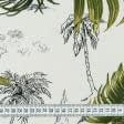 Тканини для блузок - Штапель Фалма принт пальма, бамбук на молочному