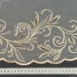 Тканини гардинні тканини - Тюль сітка вишивка Азарія  колір молочний,золото