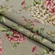 Ткани для дома - Жаккард Блом цветы крупные фон серый