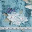 Ткани для декоративных подушек - Декоративній велюр Дилия/TERCIOPELO цветы голубой