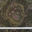 Тканини для перетяжки меблів - Гобелен саяна т.зелений т.рожевий