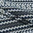Тканини портьєрні тканини - Гобелен Орнамент-96 т.синій, сірий, молочний