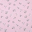 Тканини для блузок - Штапель Фалма принт чорно-білі букетики на рожевому