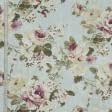 Ткани портьерные ткани - Декоративная ткань лонета Айрейт /IRATI цветы крупные т.фрез фон лазурь