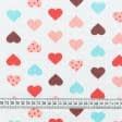 Ткани для сорочек и пижам - Фланель белоземельная детская сердечки