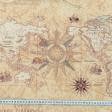 Тканини всі тканини - Декоративна тканина Карта світу бежева