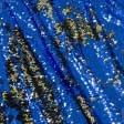 Ткани для блузок - Сетка  пайетки синий-желтый