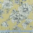 Ткани лен - Декоративная ткань Медичи/MEDICI цветы, бабочки    горох