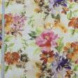 Тканини для декоративних подушок - Декор нубук прінт квіти фіолет,мультиколор