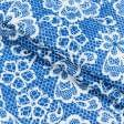 Тканини бавовна - Тканина рушникова вафельная набивная ТКЧ мереживо колір  синій