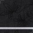 Ткани для блузок - Блузочная Тоня креш с вышивкой серо-черная