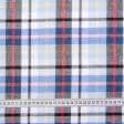 Тканини для блузок - Сорочковий льон Harmony шотландка біла/чорна/блакитна