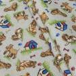 Тканини для декоративних подушок - Декоративна тканина лонета Біагл песики карамель