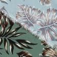Тканини для суконь - Платтяний жоржет MAROKEN принт монстера на зеленому