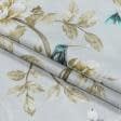 Тканини портьєрні тканини - Декоративна тканина Квіти колібрі фон св.сірий