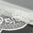 Тканини гардинні тканини - Тюль вишивка Августа фестон молочний з блиском з фестоном