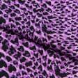 Тканини для блузок - Платтяний твіл принт чорні, фіолетові сердечки на темно-рожевому