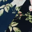 Тканини для блузок - Шифон стрейч софт Поліна принт троянди на темно-синьому