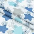 Тканини для сорочок і піжам - Фланель білоземельна зірки сині