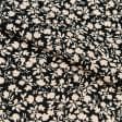 Тканини для суконь - Платтяний твіл принт дрібні бежеві квіти на чорному