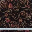 Ткани для портьер - Гобелен   ирина  фон черный цветочная вязь