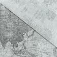 Ткани для декоративных подушек - Декоративная ткань лонета Карта  мира /MAPA св.серый