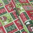Ткани для сумок - Декоративная новогодняя ткань/santa gris/ снеговик