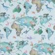 Тканини всі тканини - Декоративна тканина лонета Карта зоопарк бірюза