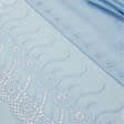 Тканини бавовна - Батист купон з вишивкою рішельє блакитний