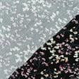 Тканини для суконь - Платтяний твіл принт дрібні молочно-фрезові квіти на чорному