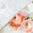 Тканини льон - Льон костюмний принт троянди акварель