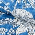 Ткани для декора - Декоративная ткань лонета Парк листья фон синий