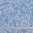 Ткани для римских штор - Декоративная ткань Листья пальмы фон т.голубой