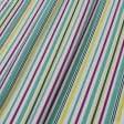 Тканини портьєрні тканини - Декоративна тканина лонета Крайон смуга бірюза, зелений, жовтий, малиновий